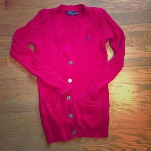 Polo Ralph Lauren red cable knit cardigan